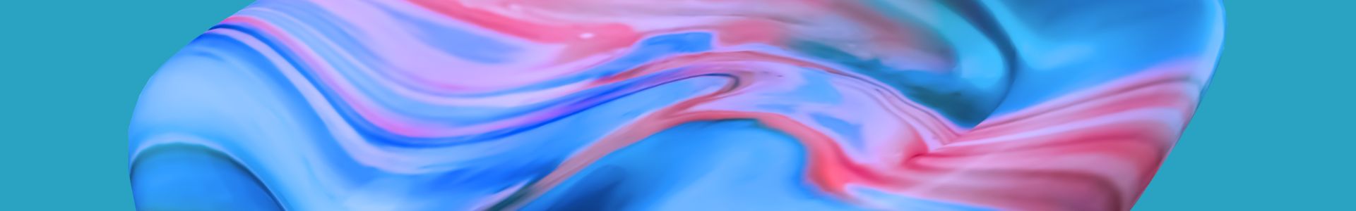 Forma abstrata com ondas em tons de azul e rosa, representando criatividade, fluidez e inovação no marketing de conteúdo.