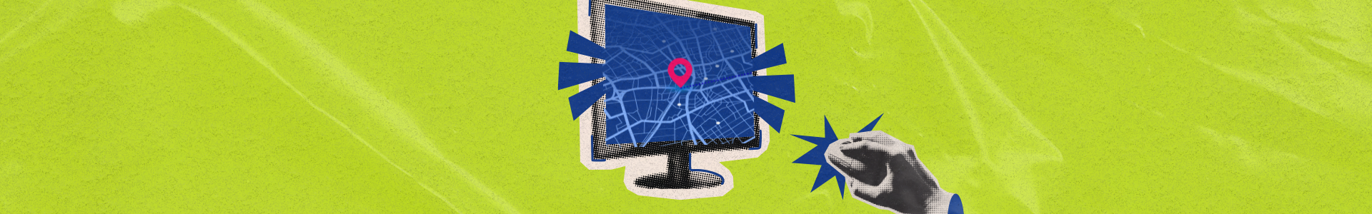 Mapa em tela ilustrando tráfego pago com foco local