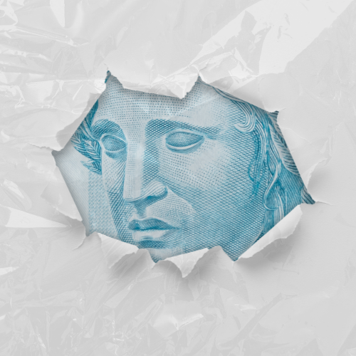 Arte com nota de real sobre imposto no Meta Ads